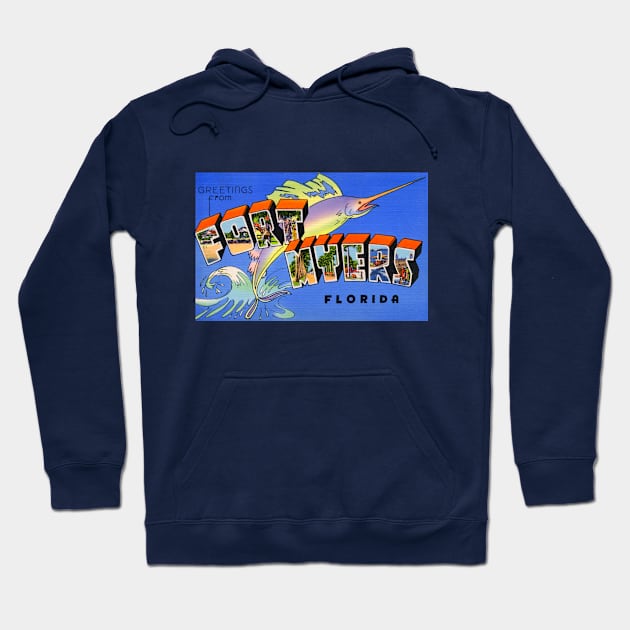 Greetings from Fort Myers Florida, Vintage Large Letter Postcard Hoodie by Naves